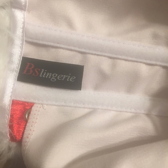 Lingerie Fur Trim Red Velvet Corset Set - Picture 6 of 16